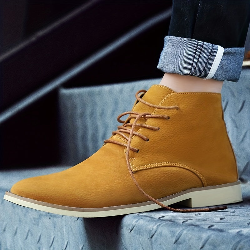 Men's Pointed Toe Lace Up Non Slip Boots Smart Casual Shoes