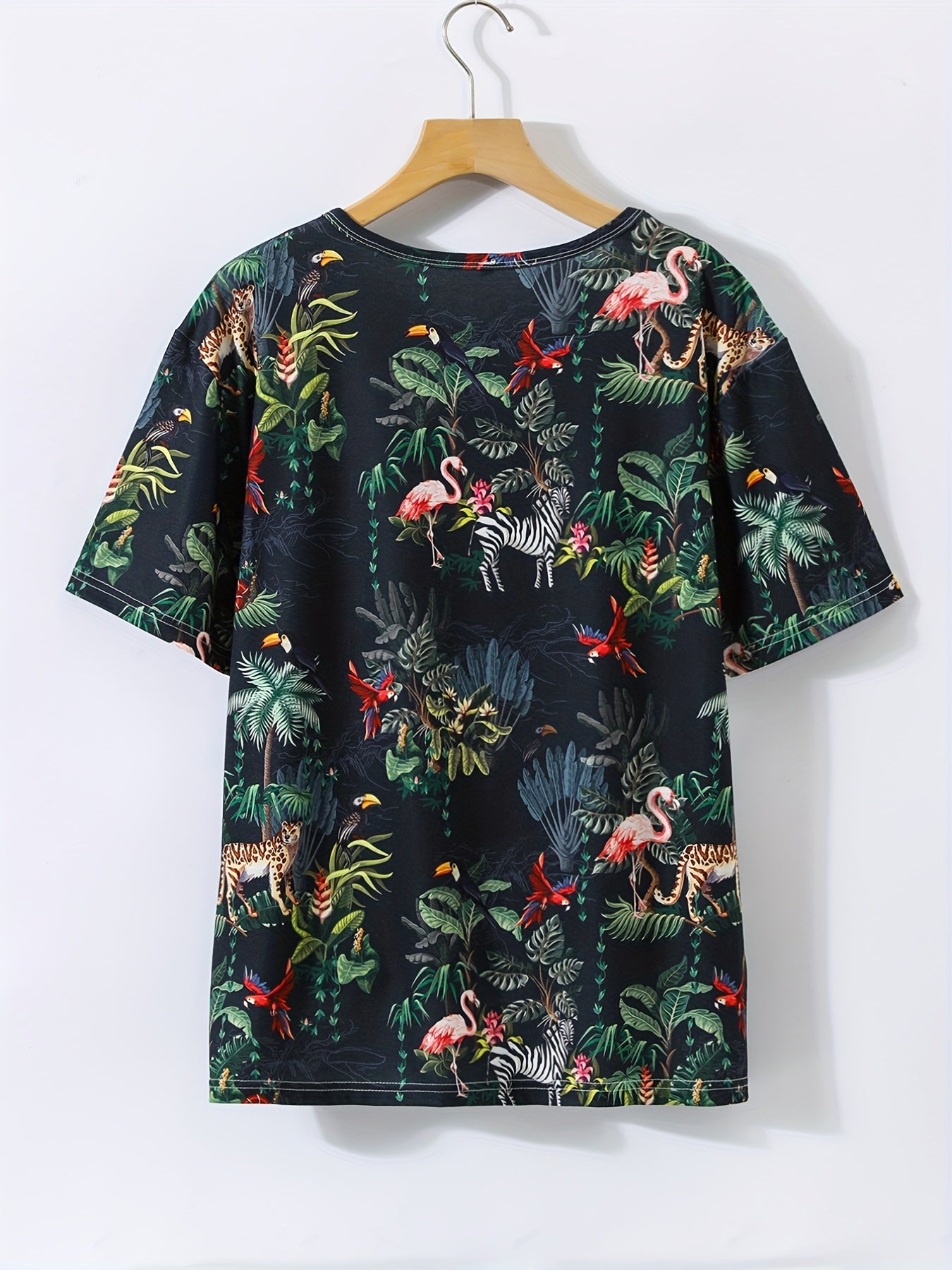 Hawaii Tropical Leaf And Flamingo Full Print Tshirts Men's