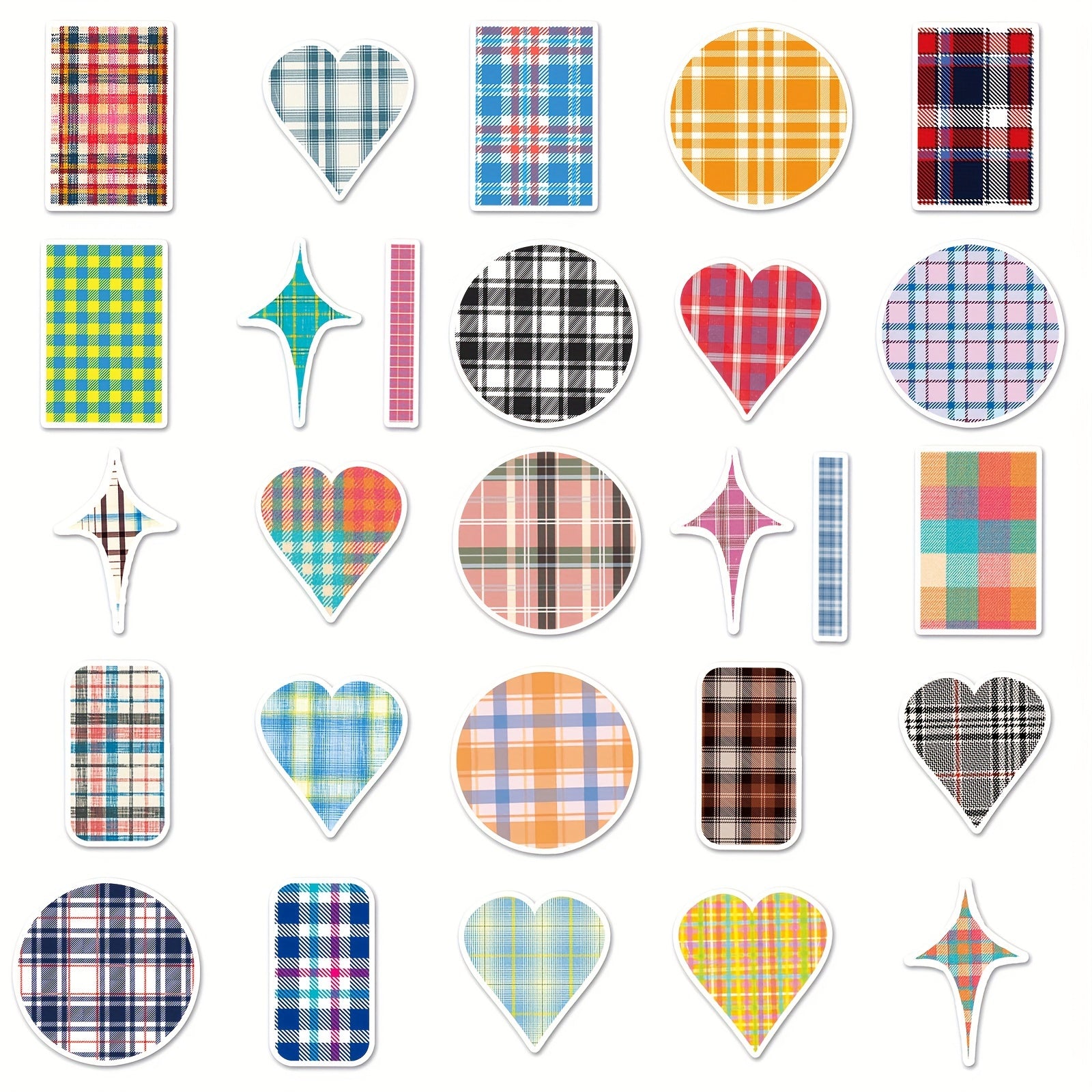 50pcs Plaid Series Waterproof Stickers for Laptop Helmet Wat