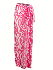 Colorful Tie Side Mesh Cover Up Sarong Beach Coverup