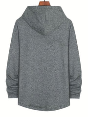 Men's Casual Hoodie Stretchy Long Sleeve Hooded Sweatshirt