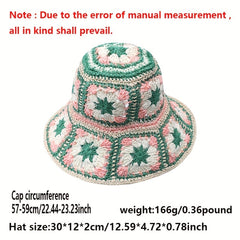 Vintage Floral Crochet Bucket Hat Bohemian Hollow Breathable Basin Hat