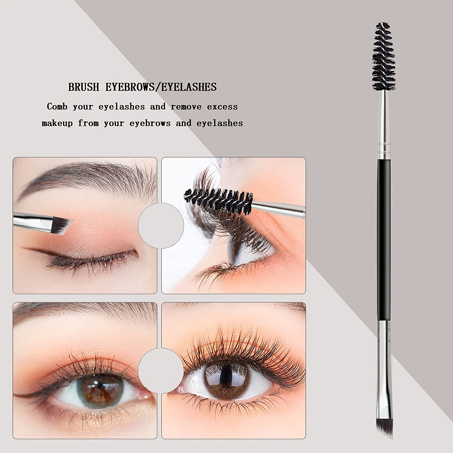 2 Pcs Double Ended Eyebrow Brush & Spoolie for Brow Powder