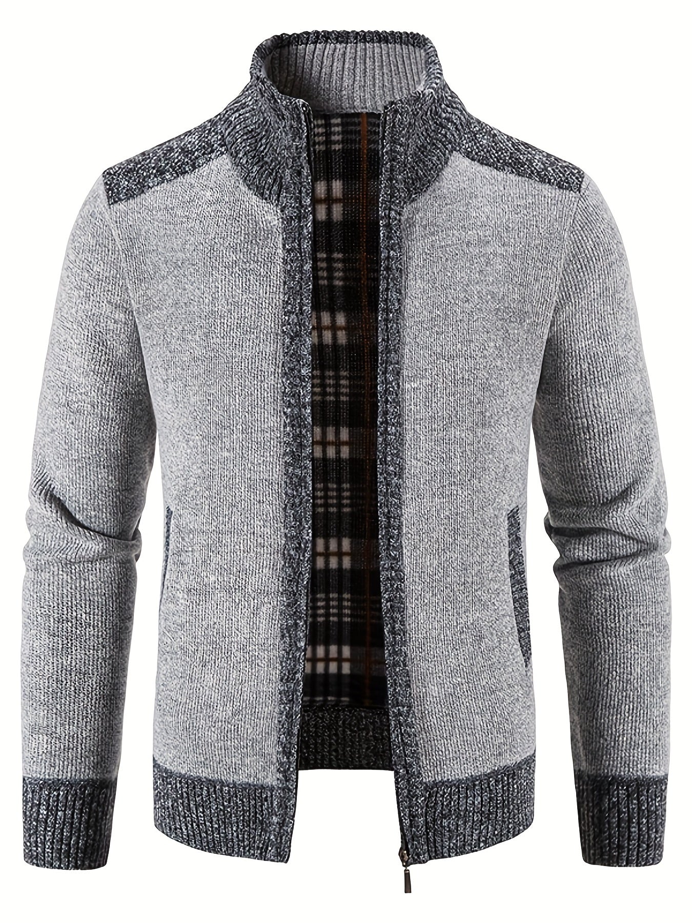 Men's Casual Full Zip Cardigan Knitted Sweater Coat With Pockets