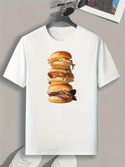 Hamburger Print Men's Graphic T-shirt for Summer