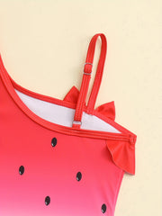 Girls Strawberry Off Shoulder Swimwear Quick Dry Sleeveless Suit Kids Summer