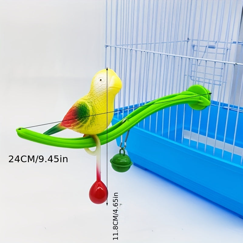 Parrot Toy Standing Pole Companionship Dummy Bird Bells Chewing Relaxing