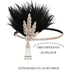 Faux Feather Alloy Rhinestone Headband 4876