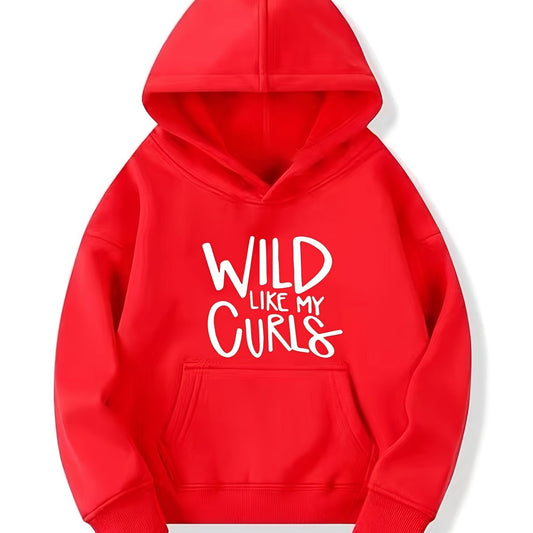 Girls Wild Like My Curls Hooded Sweatshirt Top Youth Girls' Long Sleeve Hoodie