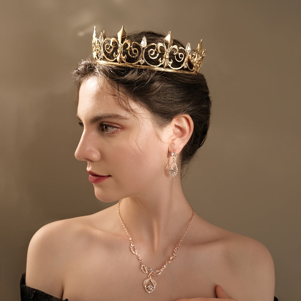 Crystal Tiara Golden Rhinestone Bridal Crown