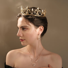 Crystal Tiara Golden Rhinestone Bridal Crown