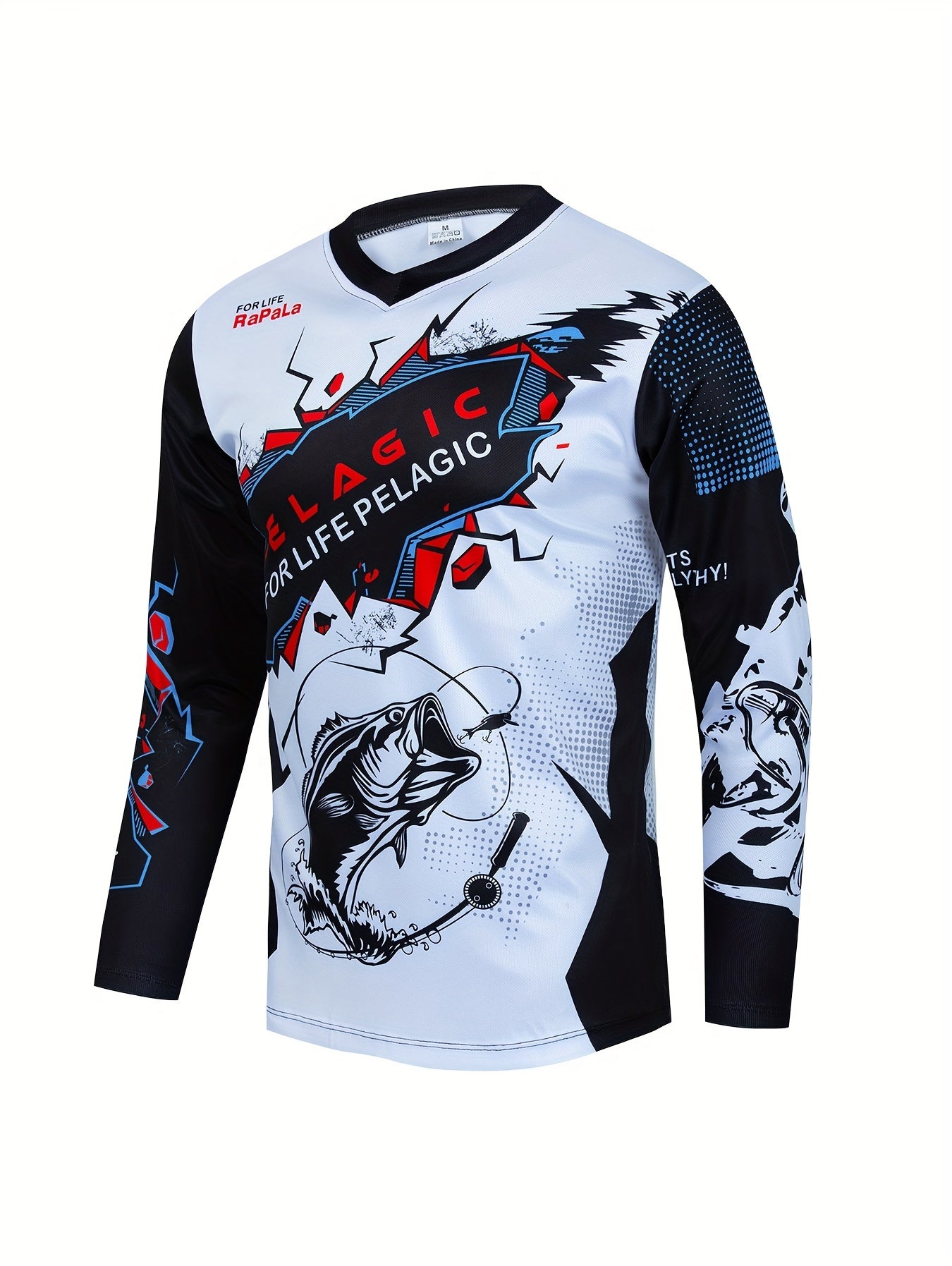 Men's Fish Pattern Cycling Shirt Active Long Sleeve Top