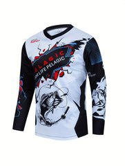 Men's Fish Pattern Cycling Shirt Active Long Sleeve Top