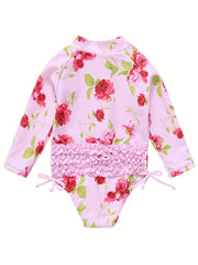 Baby Girls Floral Zipper One Piece Swimsuit