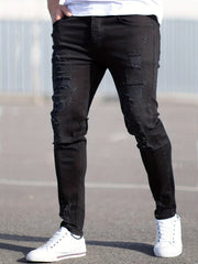 Men's Slim Ripped Jeans Casual Street Style Stretch Denim Pants