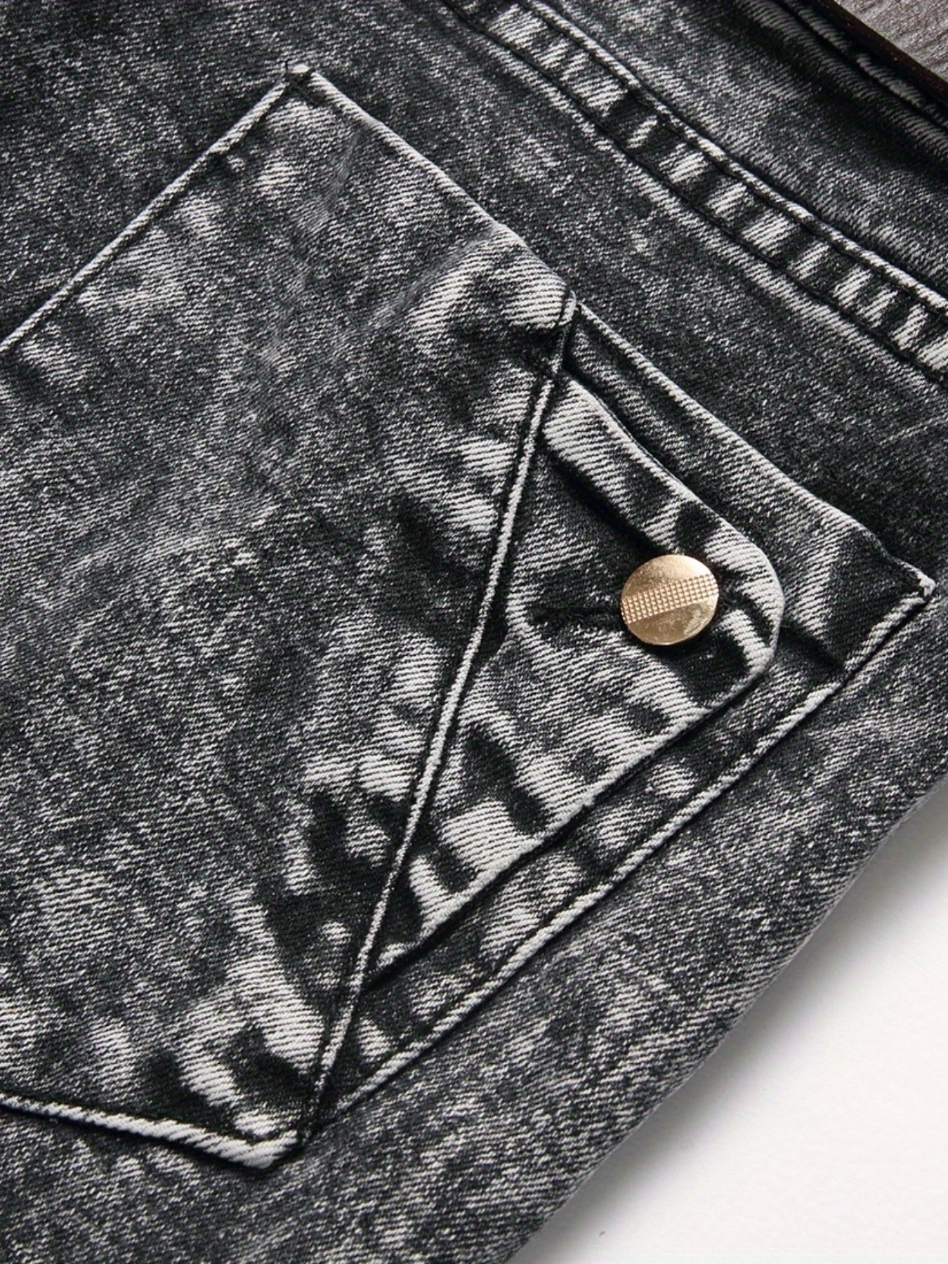 Slim Fit Flakes Pattern Biker Jeans Men's Casual Street Style Denim Pants