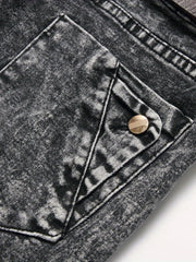 Slim Fit Flakes Pattern Biker Jeans Men's Casual Street Style Denim Pants