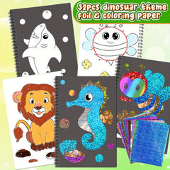 Foil Craft Animal DIY Art Kit - Creative No Mess Art Fun Set for Kids