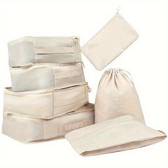 7pcs Portable Travel Bag Set Zipper Packing for Luggage Underwear Shoes Makeup