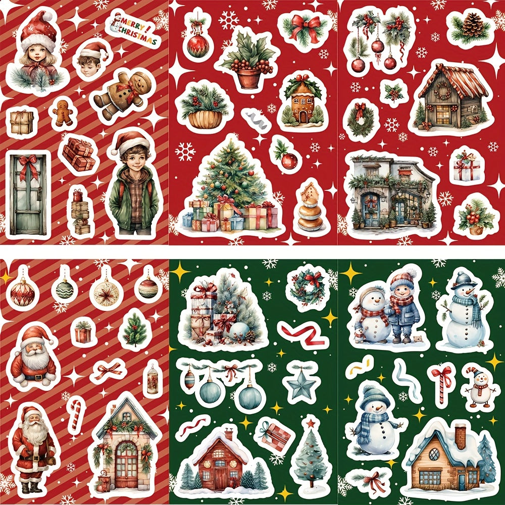 8pcs Christmas Assembled Stickers for Mobile Phone Holiday Journal Decoration