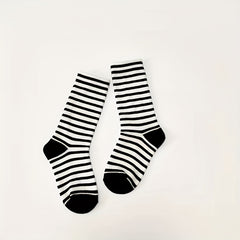 3 Pairs Striped Crew Socks Breathable Sports Women's Stockings