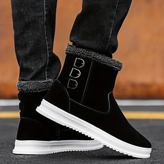 Men's Plush Warm Snow Boots Top Zipper Non Slip Outdoor Shoes