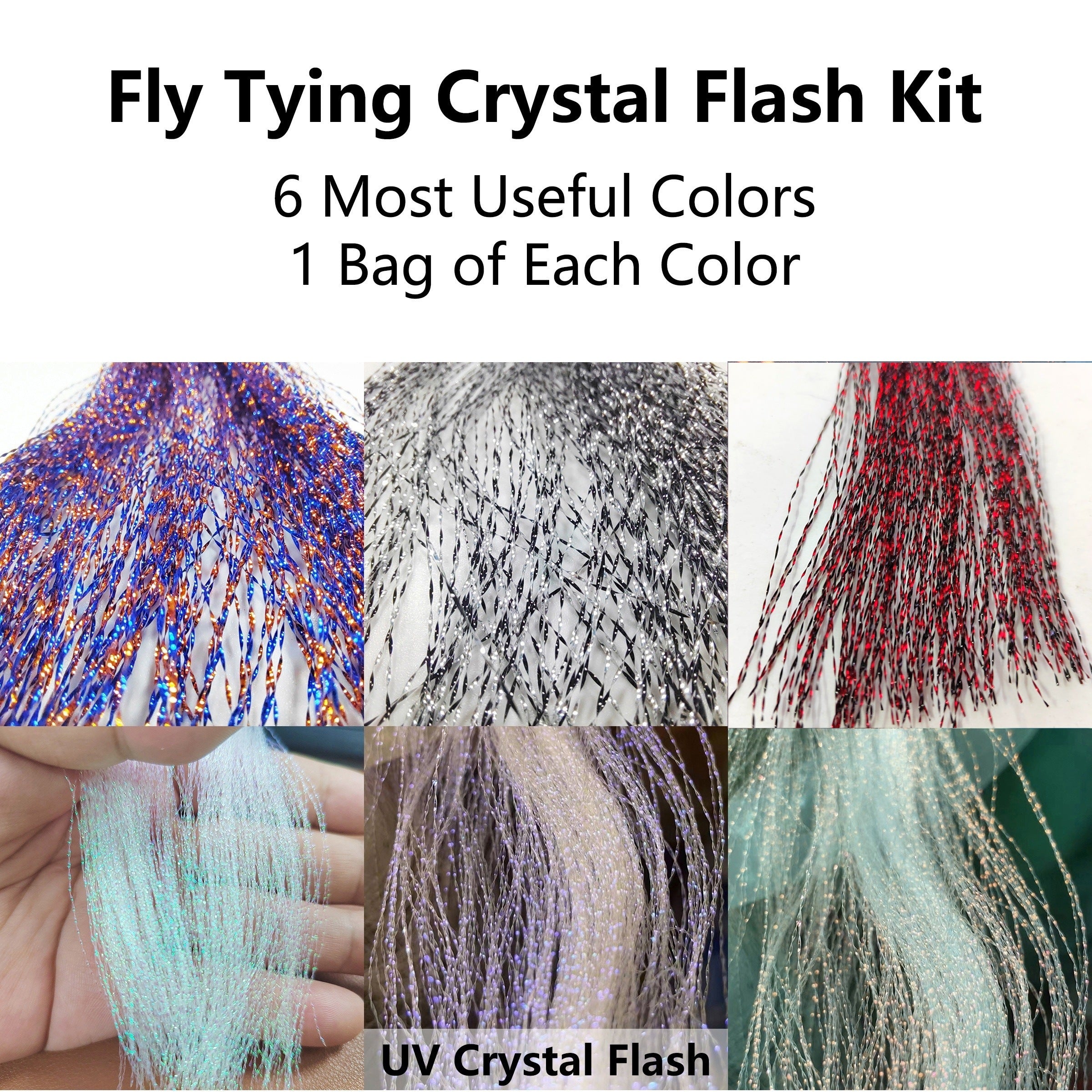 6 Bags Colorful Flies Tying Materials Supplies