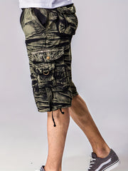 Men's Classic Cotton Cargo Shorts with Drawstring Waist