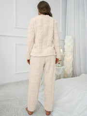 Plush Lounge Set Crew Neck Top & Pants Women's Loungewear