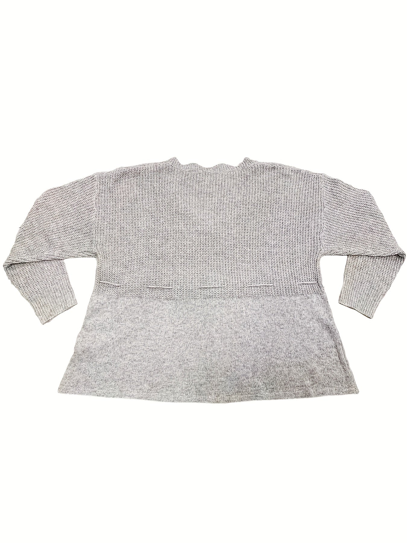 Casual Sweater Women's Plus V Neck Floral Trim Drawstring Jumper