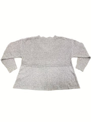 Casual Sweater Women's Plus V Neck Floral Trim Drawstring Jumper