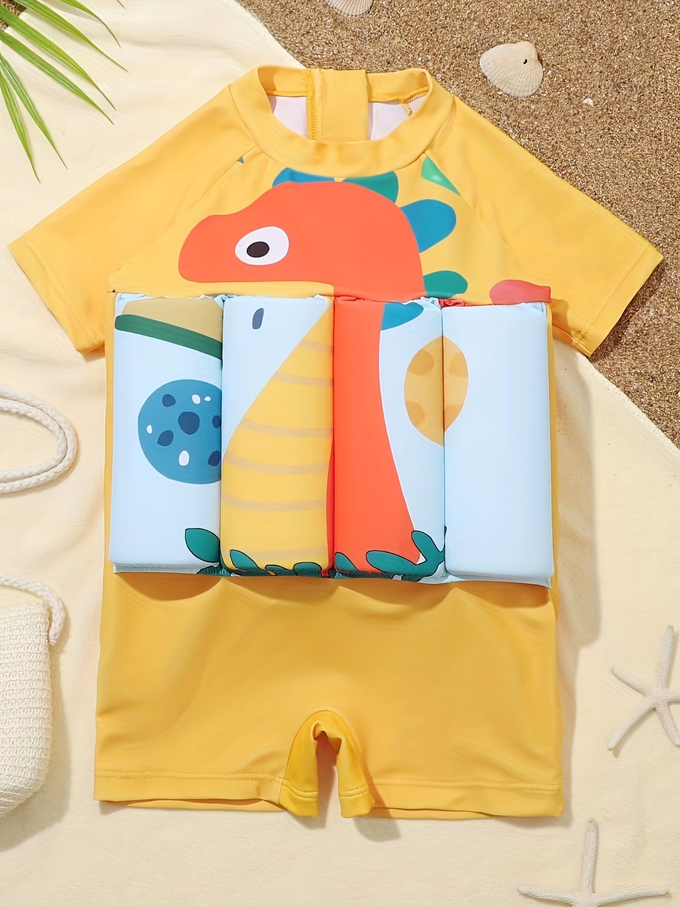 Dino Print Baby Boys Swimsuit with Buoyancy