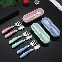 Kids' Portable Stainless Steel Spoon Fork Set