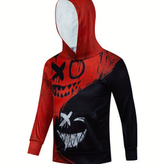 Unisex Kids Novelty Hoodie 3D Red Expression Graphic Pattern Double Layer Hoodie
