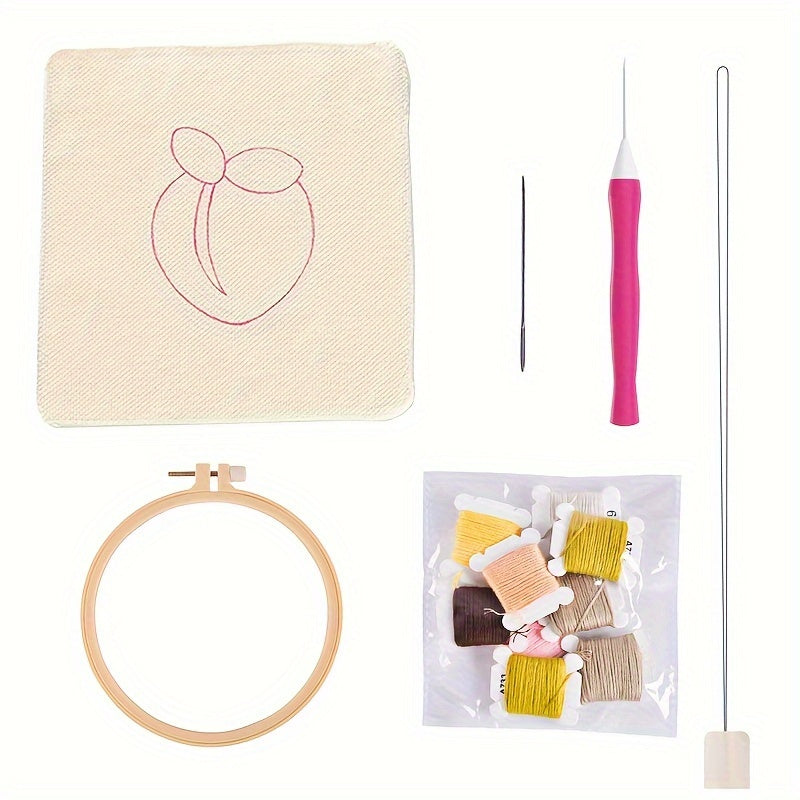 House Countryside Punch Needle Starter Kit Yarn DIY Easy Punch Hoop