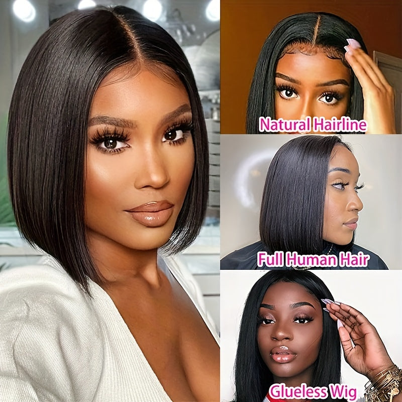 HD Lace Short Bob Wig 150 Density Human Hair Glueless Closure Wig