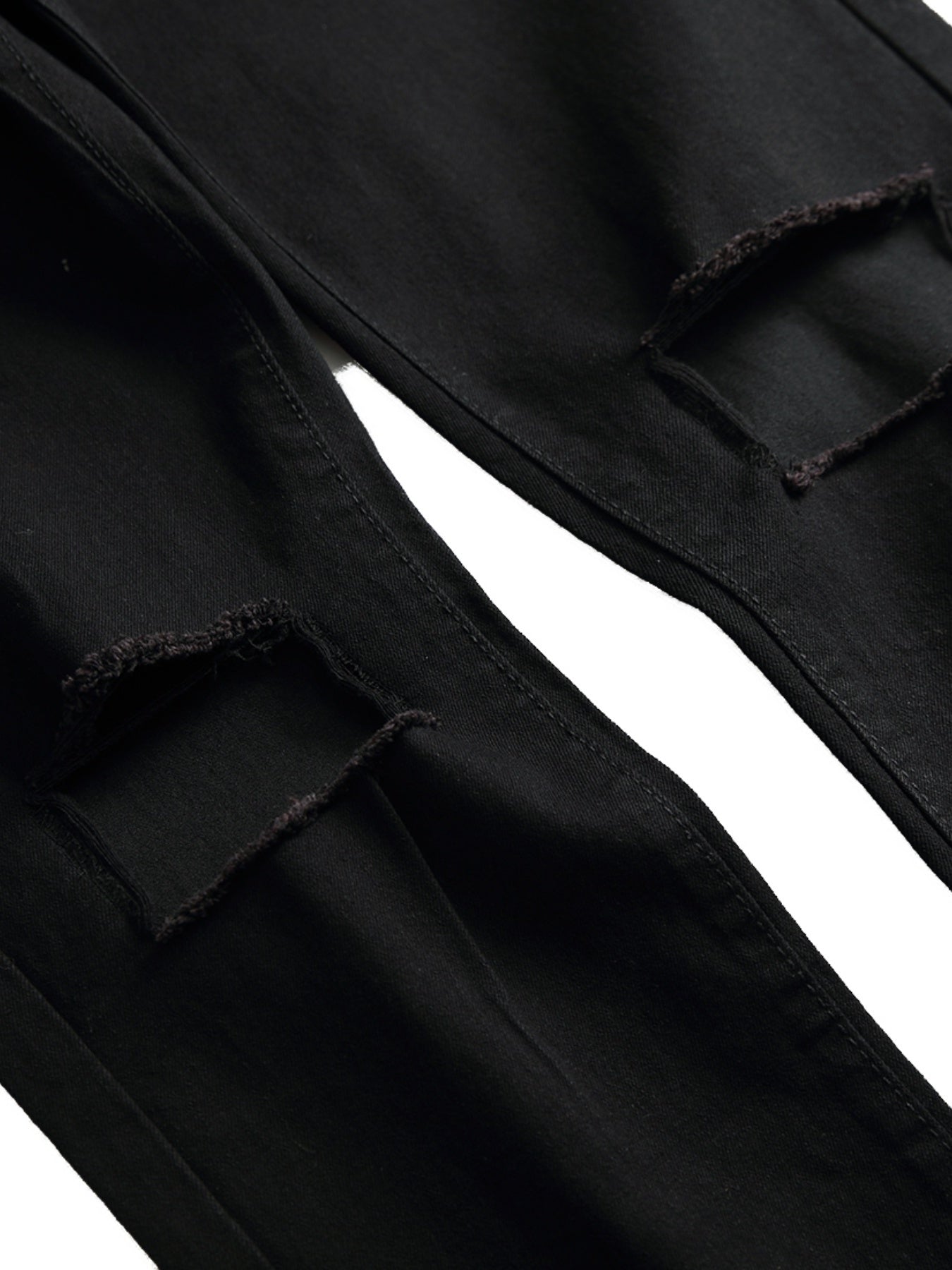 Men's Solid Stretch Slim Ripped Jeans