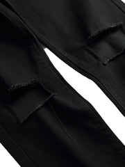 Men's Solid Stretch Slim Ripped Jeans