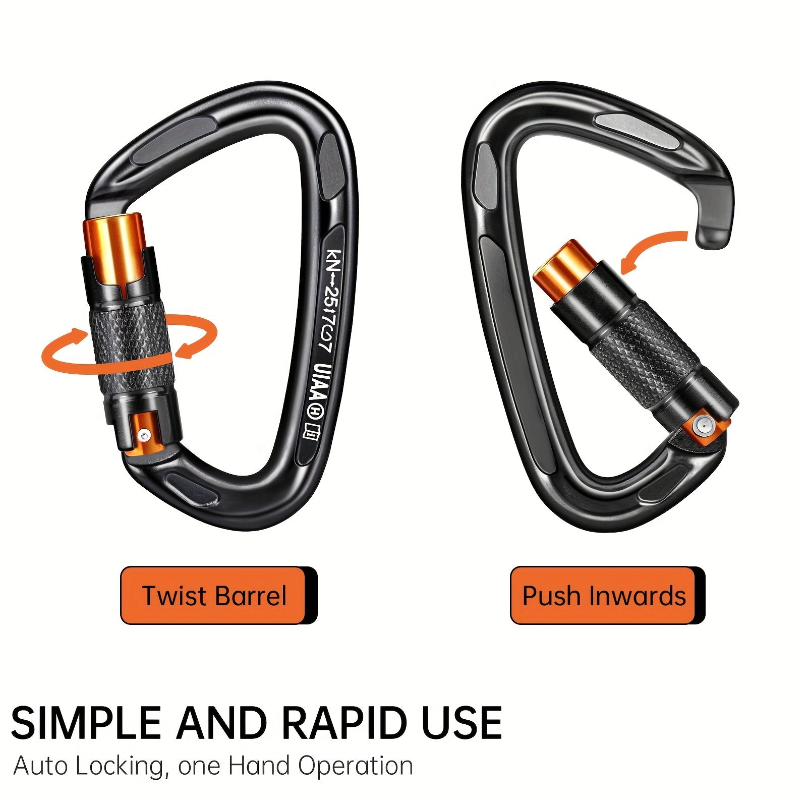 25KN Auto Locking Climbing Carabiner Outdoor Heavy Duty Aluminum Carabiner