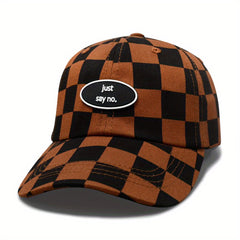 Checkerboard Adjustable Sun Protection Baseball Cap for Boys and Girls