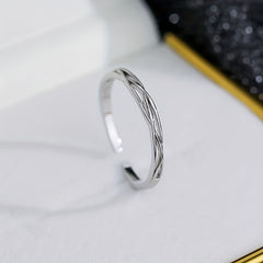 S925 Sterling Silver Wrapped Line Twisted Cuff Ring for Girls Kids