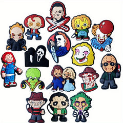 16pcs Halloween Skull Shoe Charms Horror Movie Collection For Clogs Sandals