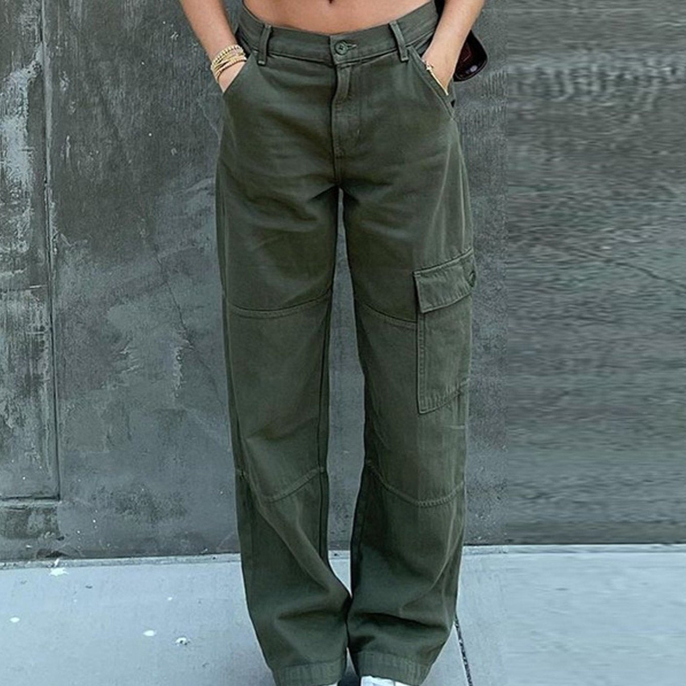 Wide Leg Cargo Denim Jeans Y2K Vintage Style Women's Clothing