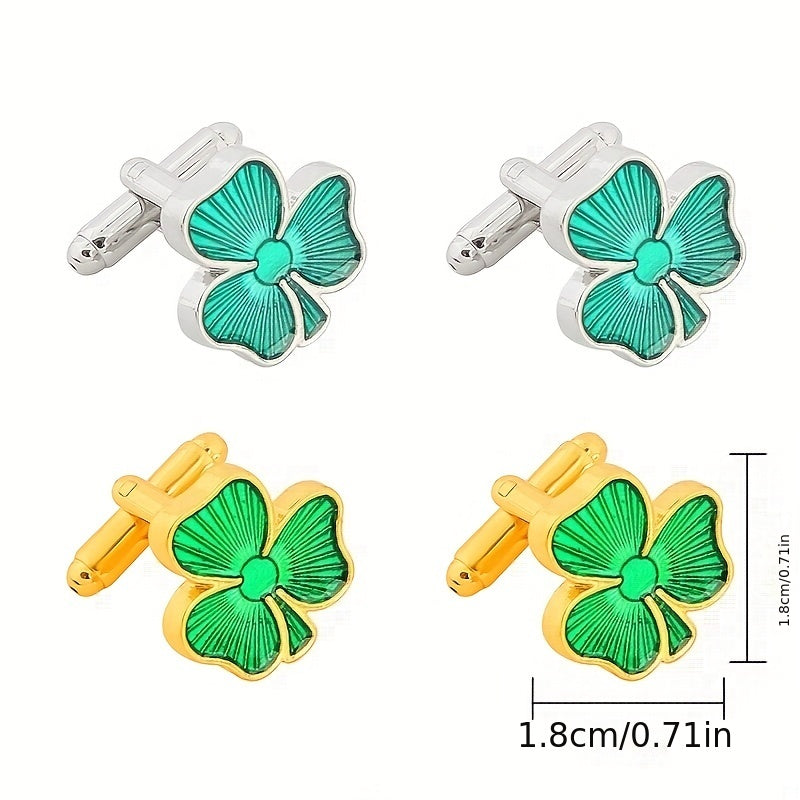 Clover Lacquered Cufflinks French Men's Shirts Cuff Nails