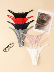 7pcs Lace Thongs Soft & Comfy Stretchy Intimates Panties