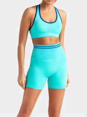 High Impact Seamless Yoga Suit for Women Sports Bra and Knee Length Shorts