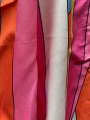 Colorful Geometric Print Lantern Sleeve Belted Shirt