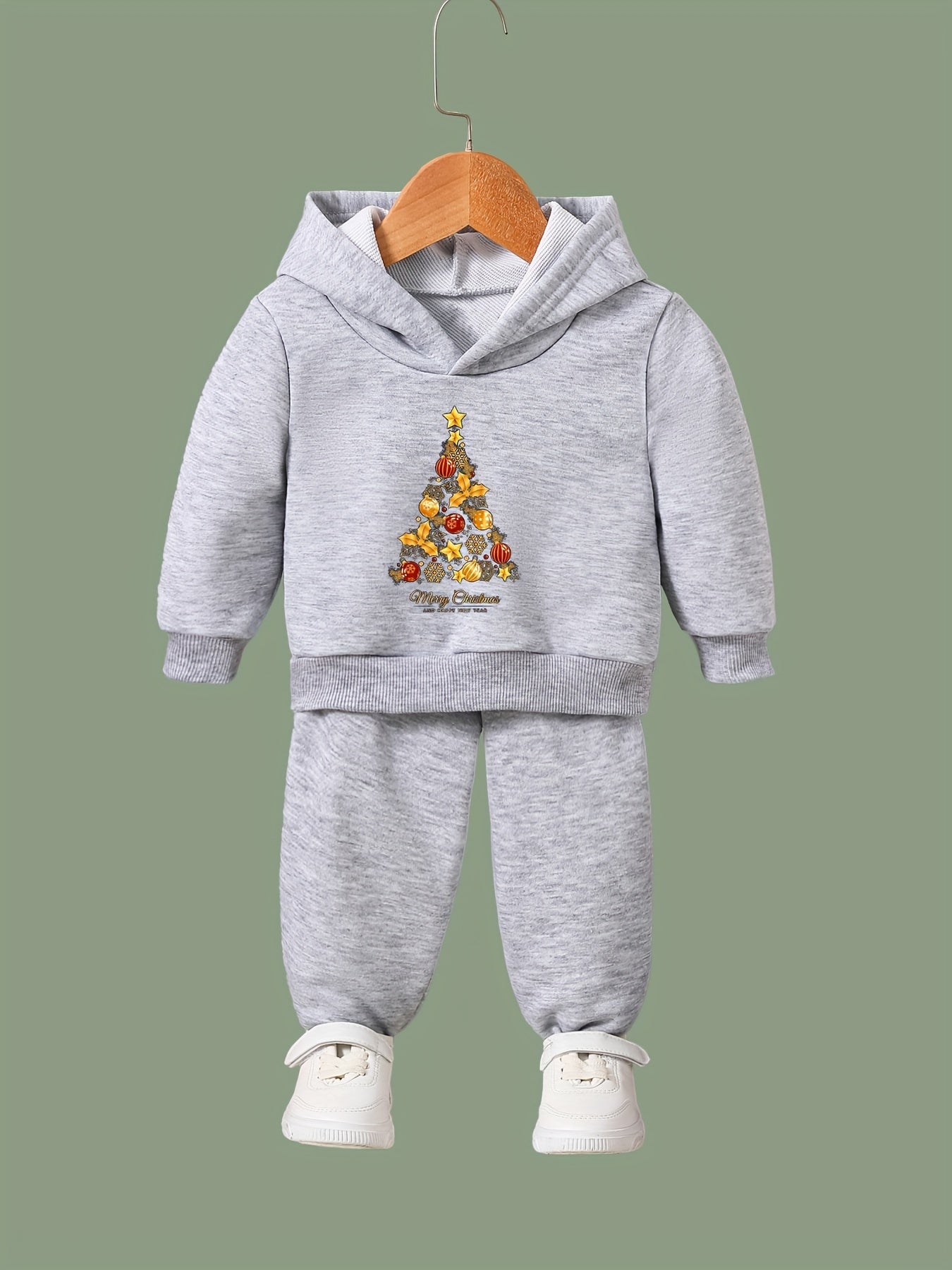 Girls 2pcs Hoodie Jogger Pants Set for Christmas, Sports, Spring and Fall