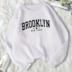 Letter & Star Print Pullover Crew Neck Sweatshirt