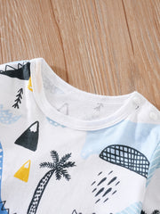Dinosaur Print Romper Long Sleeve Jumpsuit for Baby